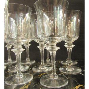 Daum Cristal Series Of 12 Wine Glasses Saumur Model