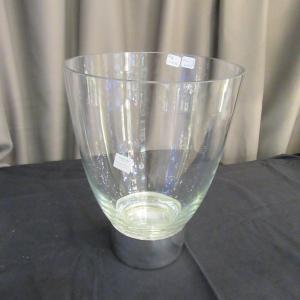Thick Crystal Vase With Silver-plated Metal Base Ercuis