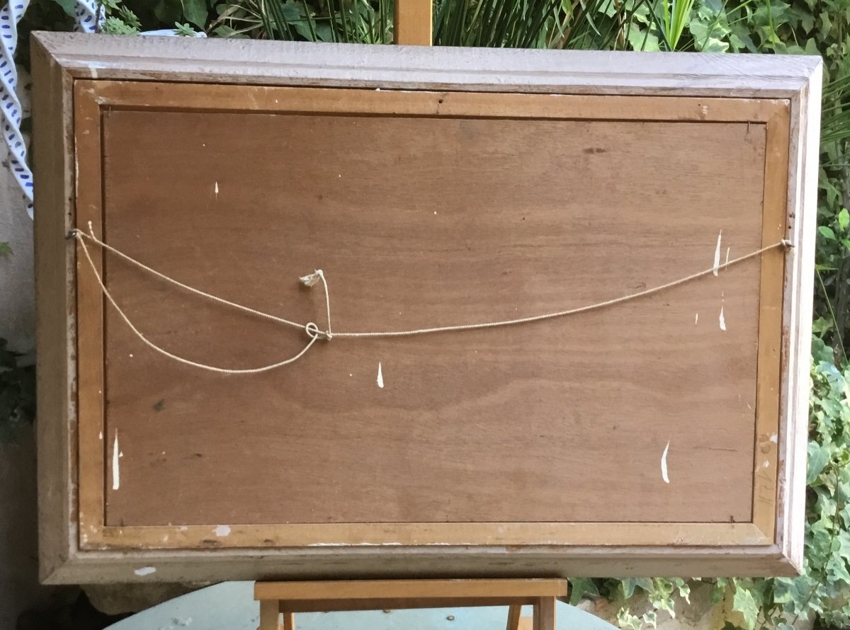 Tableau Ancien Huile Sur Panneau Orientaliste - Vue D'une Mosquée Dans Un Paysage - À Restaurer