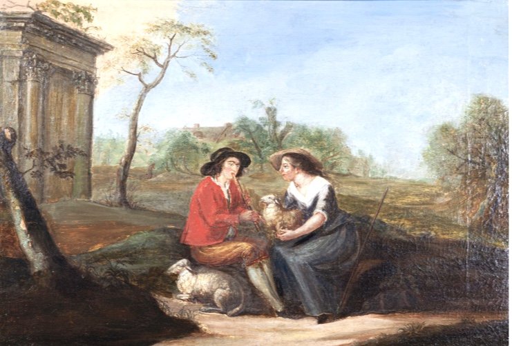  Pastoral Scene. French School Of The Nineteenth. Oil On Canvas-photo-2
