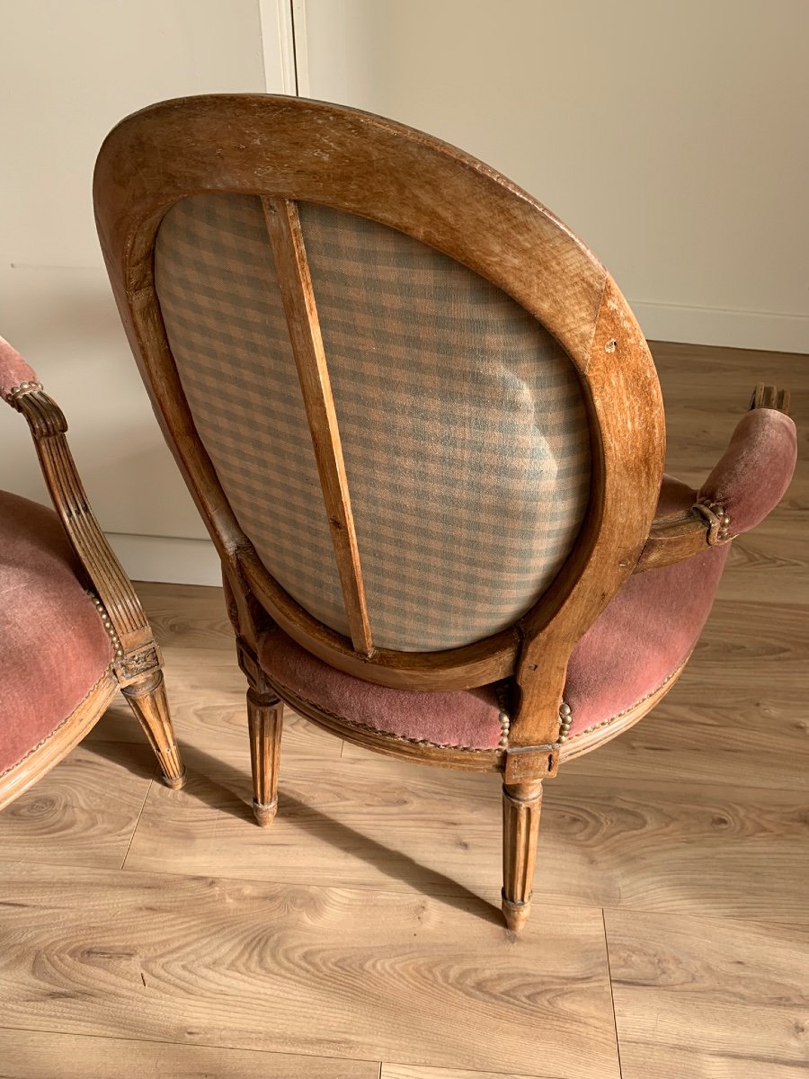  Paire De Fauteuils Cabriolet louis XVI.l’un estampillé Adrien pierre Dupain-photo-2