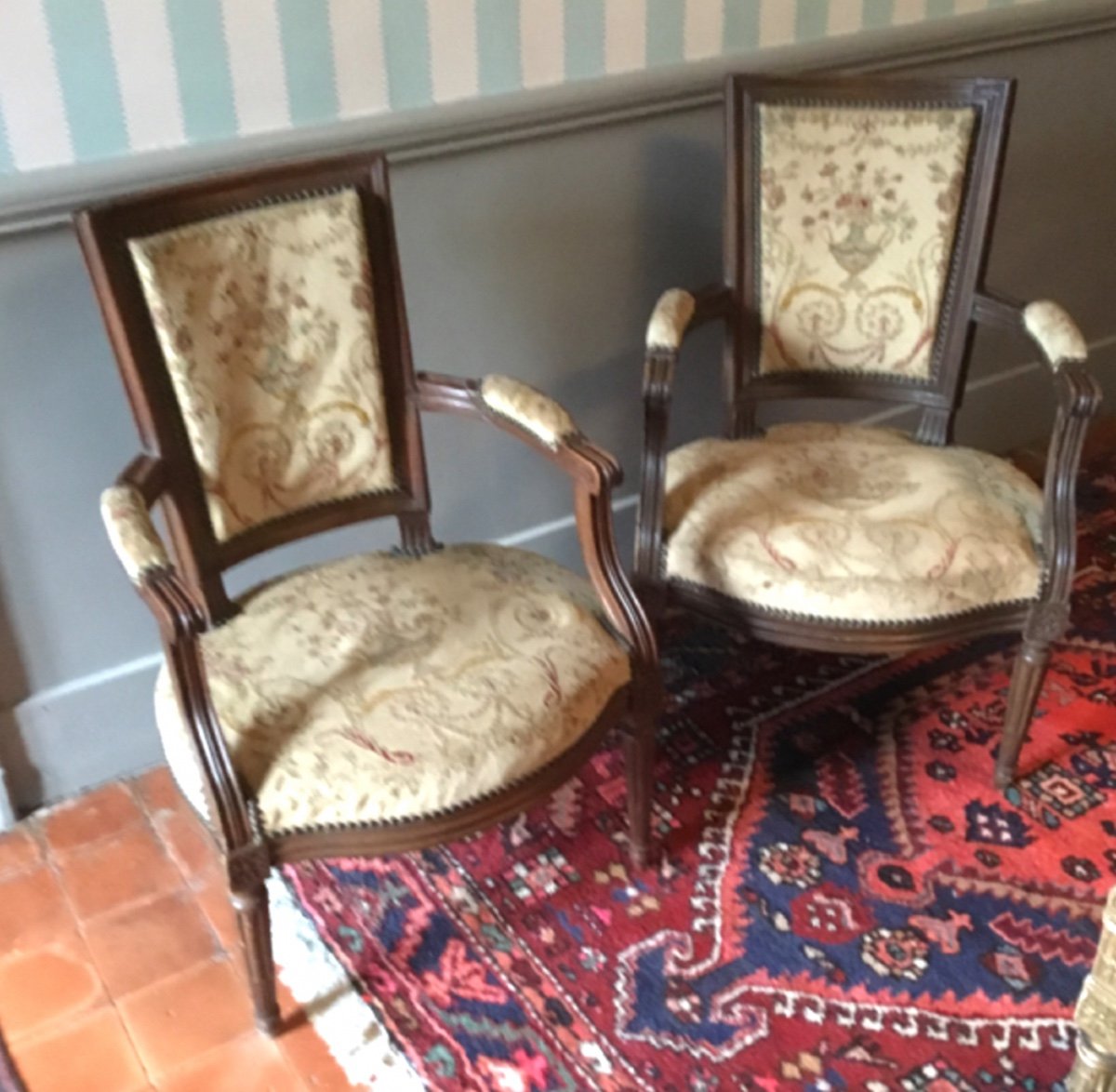 Pair Of Cabriolet Armchairs Louis XVI Style Nineteenth Century