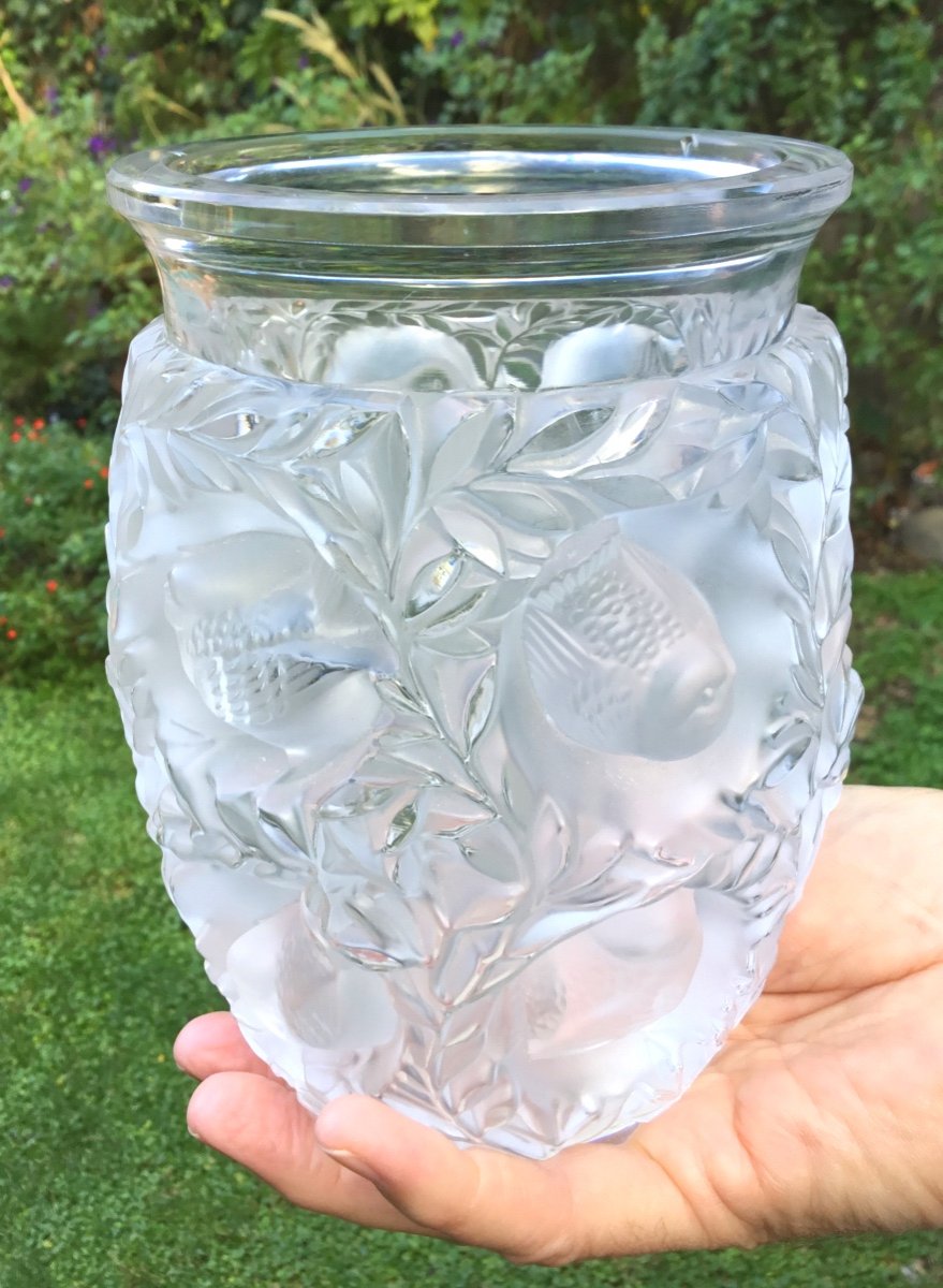 Lalique France.superbe Vase Aux Oiseaux 