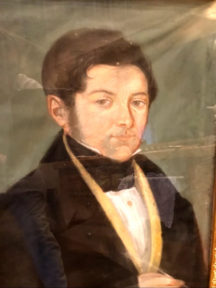 19th Century French School.portrait Of Notable.pastel-photo-2