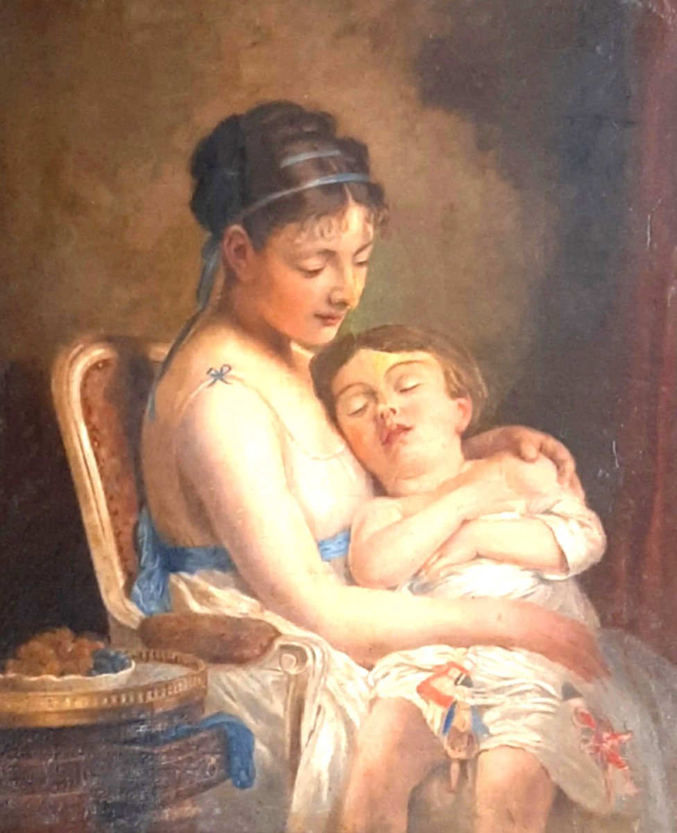 école Française Du Début Du XIXe.huile Sur Toile Encadrée -photo-2