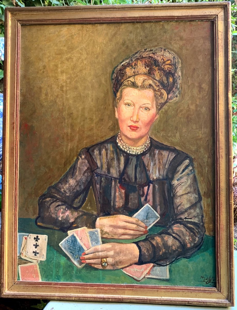 Antoine Malliarakis Said Mayo. Portrait Of Yolande Laffon (actress) Oil On Canvas