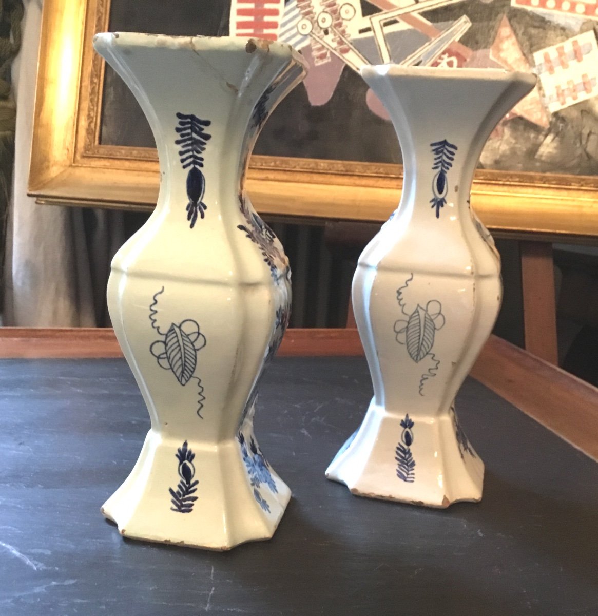 Delft .xviiieme.paire De Vases Balustres à Décor Polychrome.atelier Hendricks Van Hoorn -photo-2
