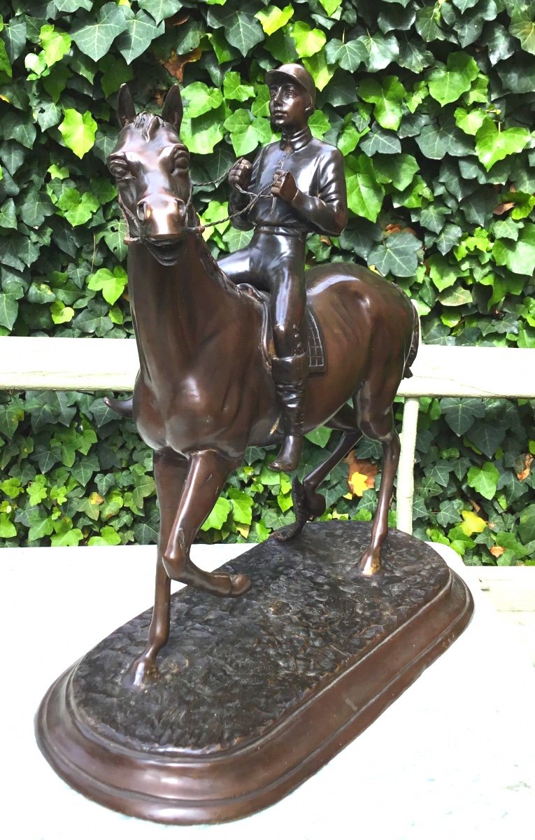 Important Bronze Subject With Brown Patina Depicting A Rider -photo-3