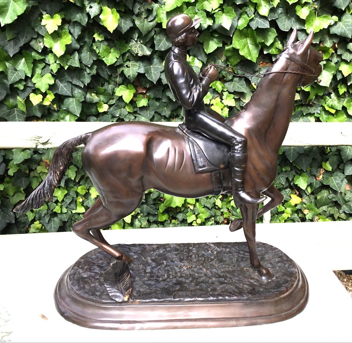 Important Bronze Subject With Brown Patina Depicting A Rider -photo-4
