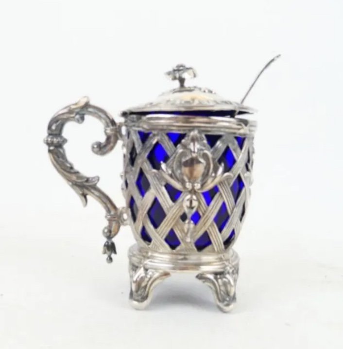 Moutardier En Argent Et Sa Cuilllere De Style Louis XVI .poinçon Minerve-photo-4