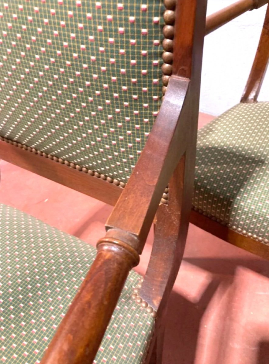 Paire De Fauteuils à Dossier Corniche Début XIXe -photo-3