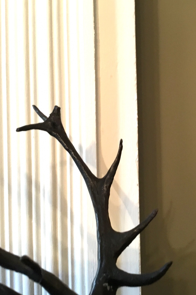 Jules Moignez .le Cerf.important Bronze With Brown Patina On Marble Base-photo-4