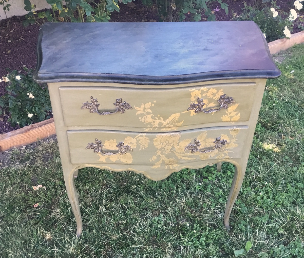 Louis XV Style Chest Of Drawers In Patinated Wood 