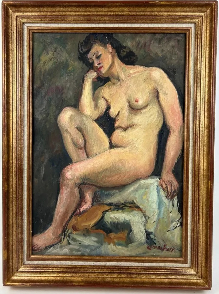 Louise-Jeanne Cottard Fossey. Huile sur toile encadrée 