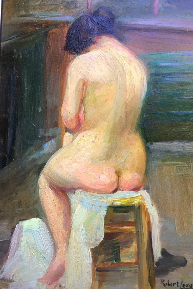 Robert Lemmarriez.nu de dos.huile sur panneau encadrée et signée -photo-2