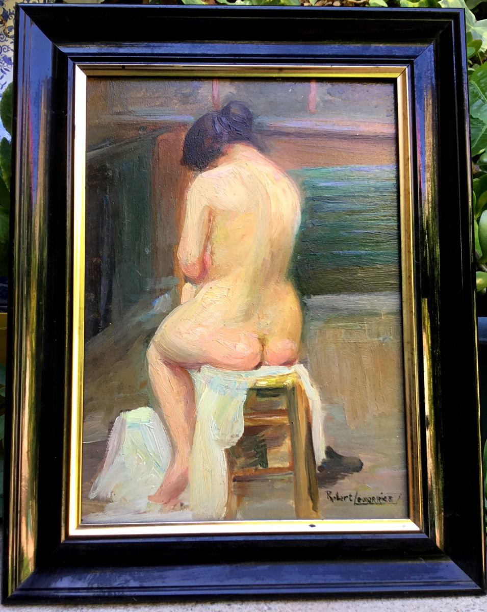 Robert Lemmarriez.nu de dos.huile sur panneau encadrée et signée 