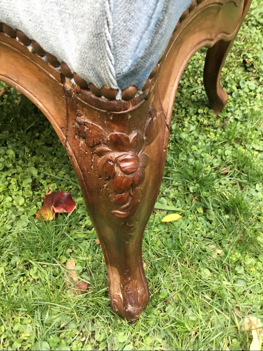 Epoque régence.fauteuil à dossier plat en bois fruitier mouluré et sculpté -photo-4
