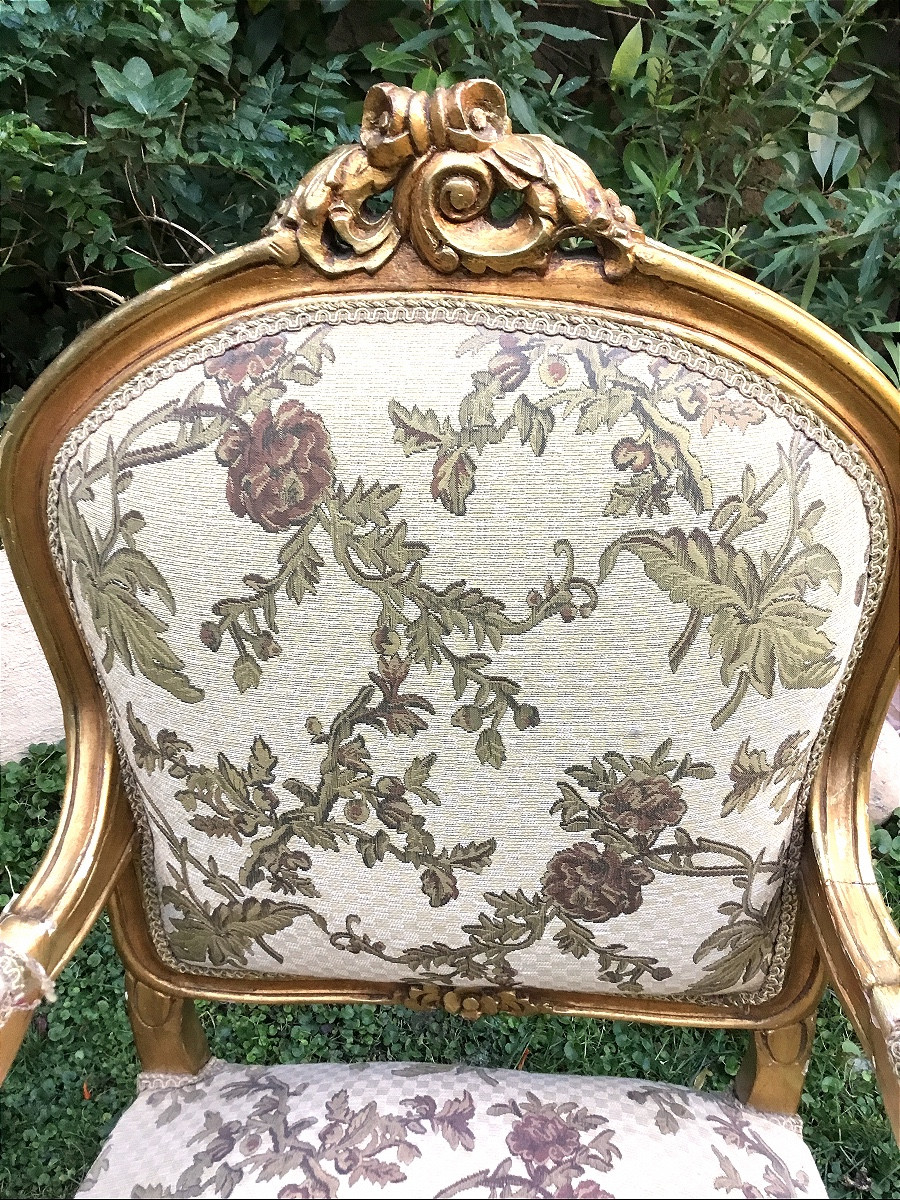 Paire de fauteuil à dossier droit dit à la reine en bois mouluré et sculpté-photo-3