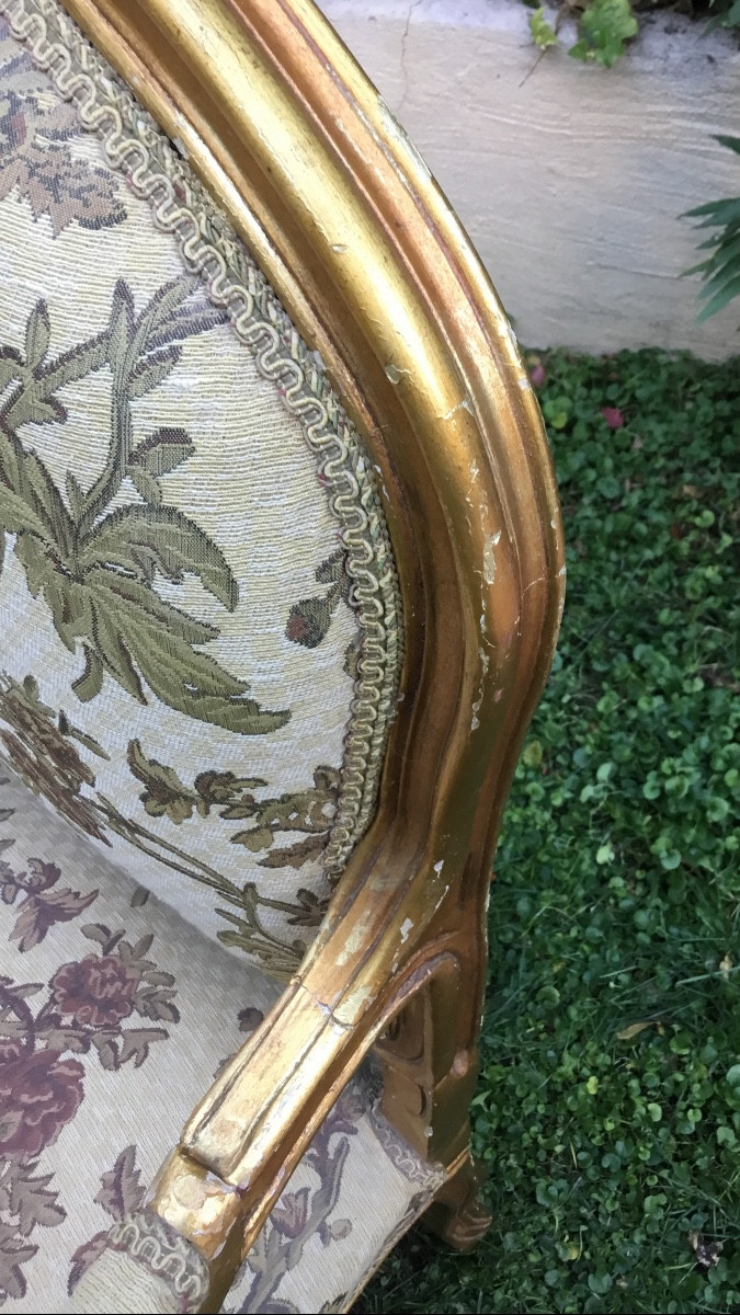 Paire de fauteuil à dossier droit dit à la reine en bois mouluré et sculpté-photo-1