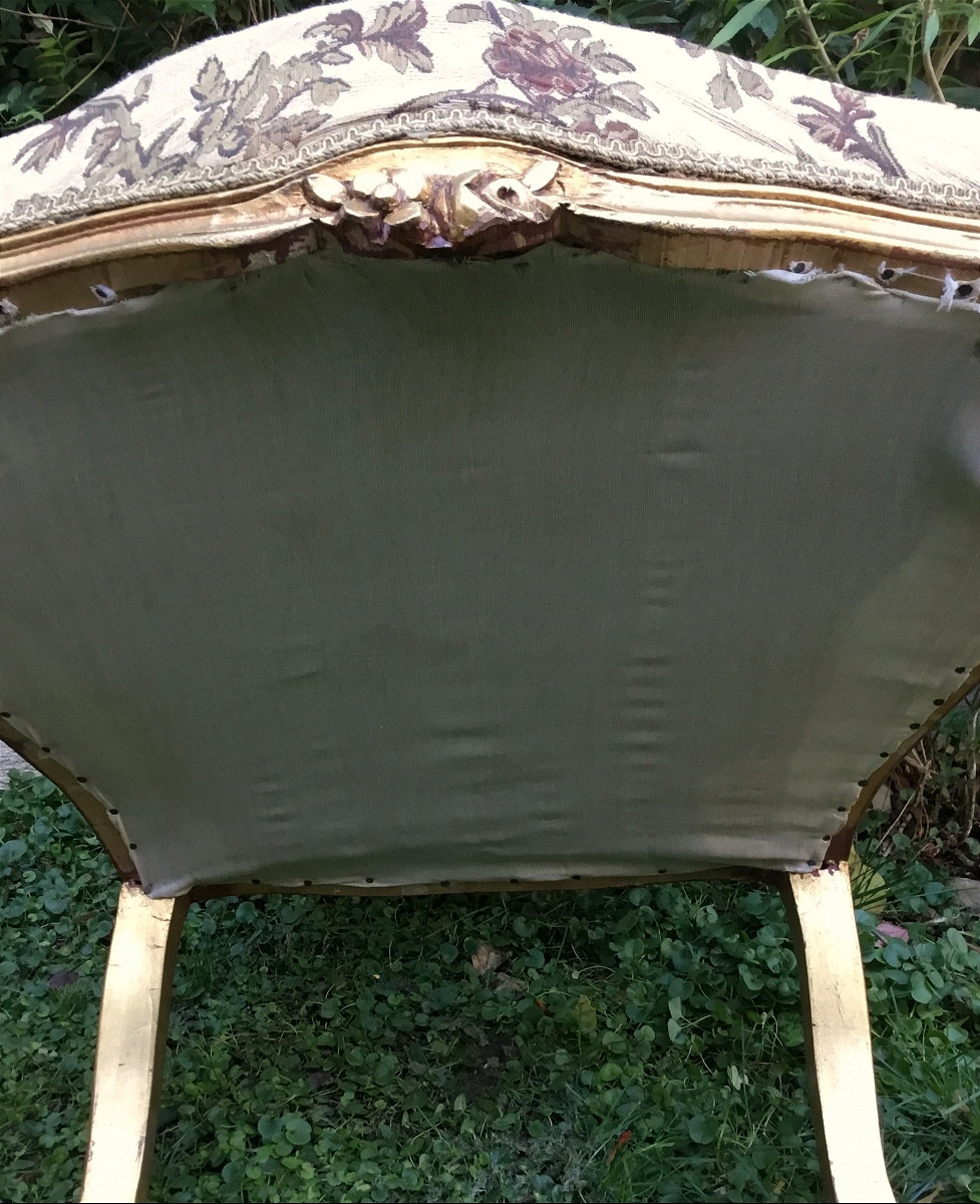 Paire de fauteuil à dossier droit dit à la reine en bois mouluré et sculpté-photo-2