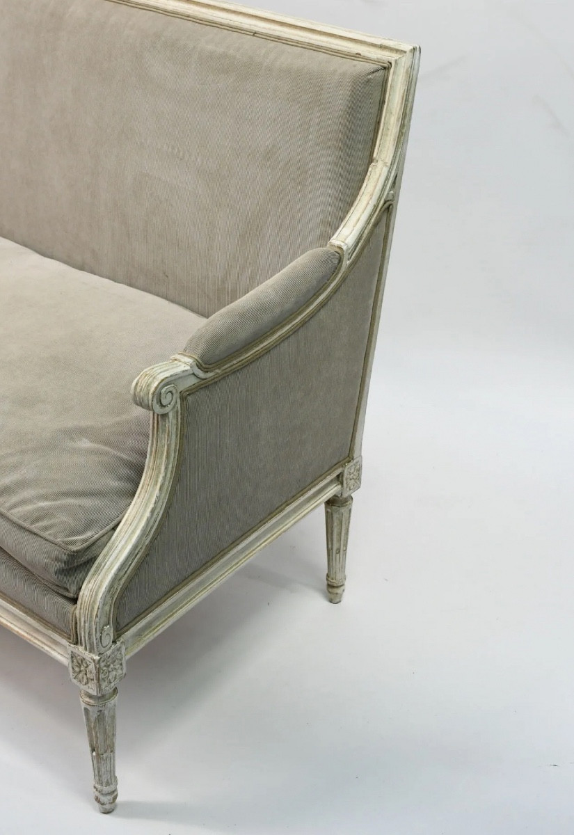 Louis XVI Style Sofa, In White Lacquered Wood-photo-4