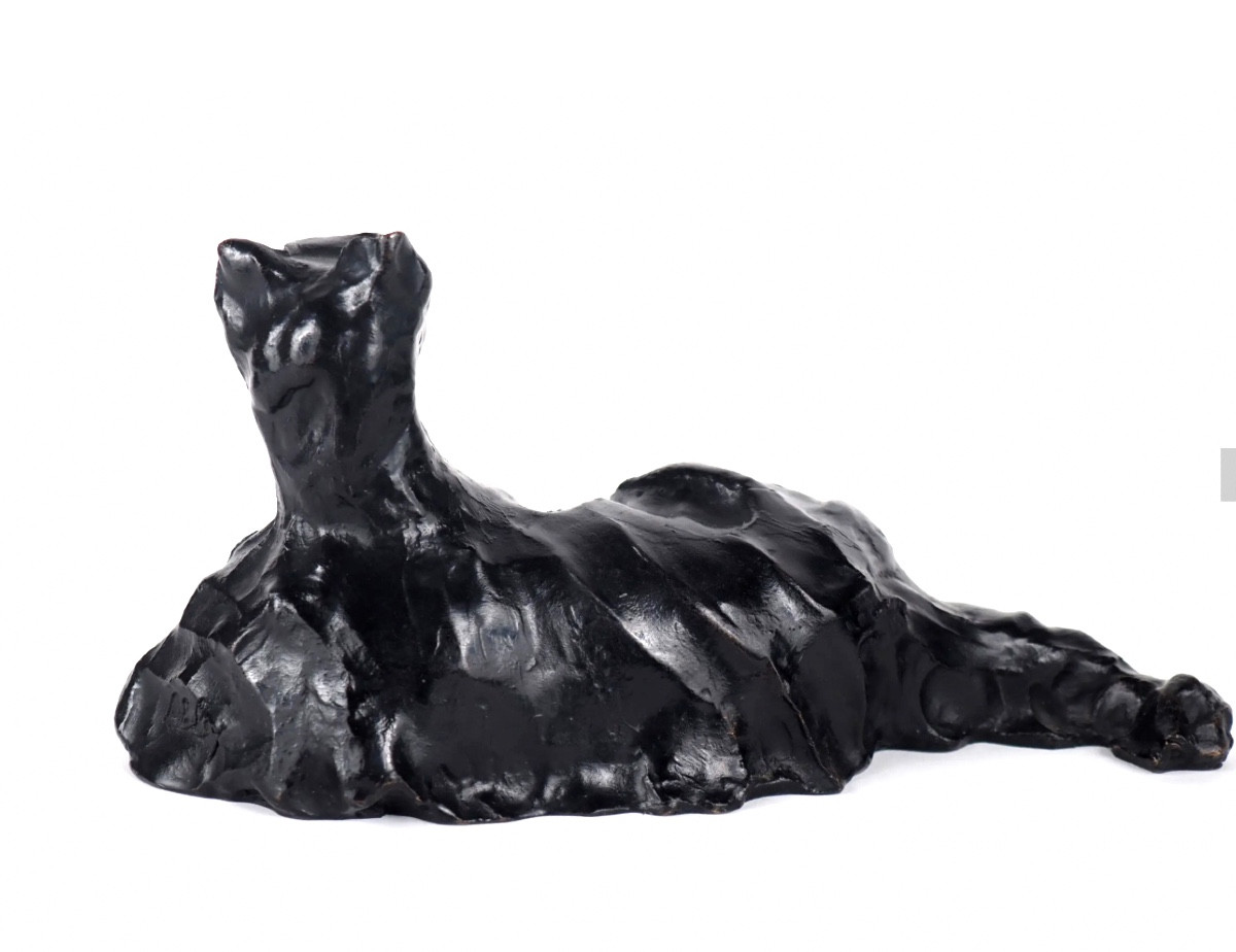 Henry Alby.la panthère .bronze numéroté et signé à patine noire-photo-2