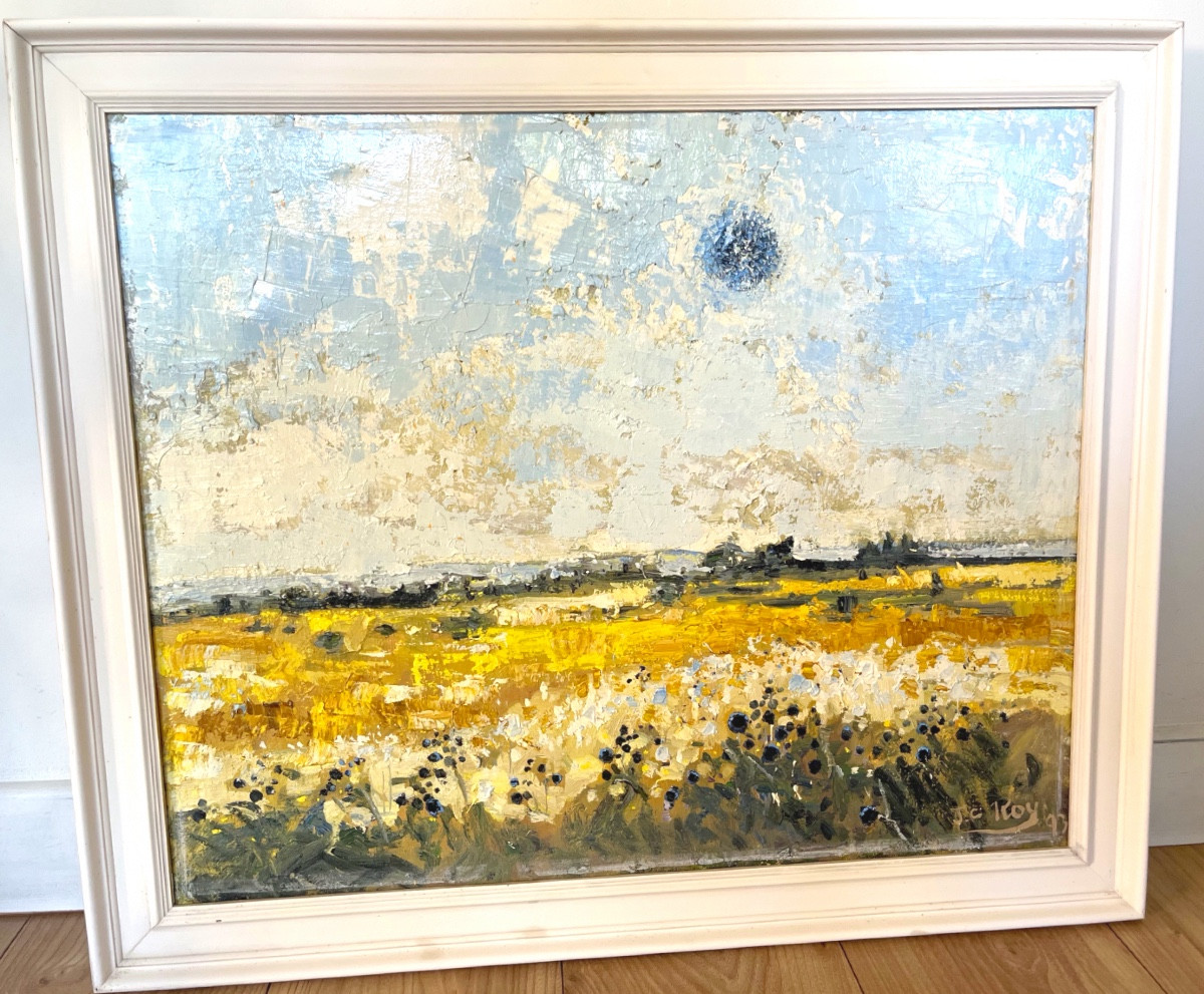 J.c.roy. Thistles On The Larzac. Oil On Canvas, Signed.