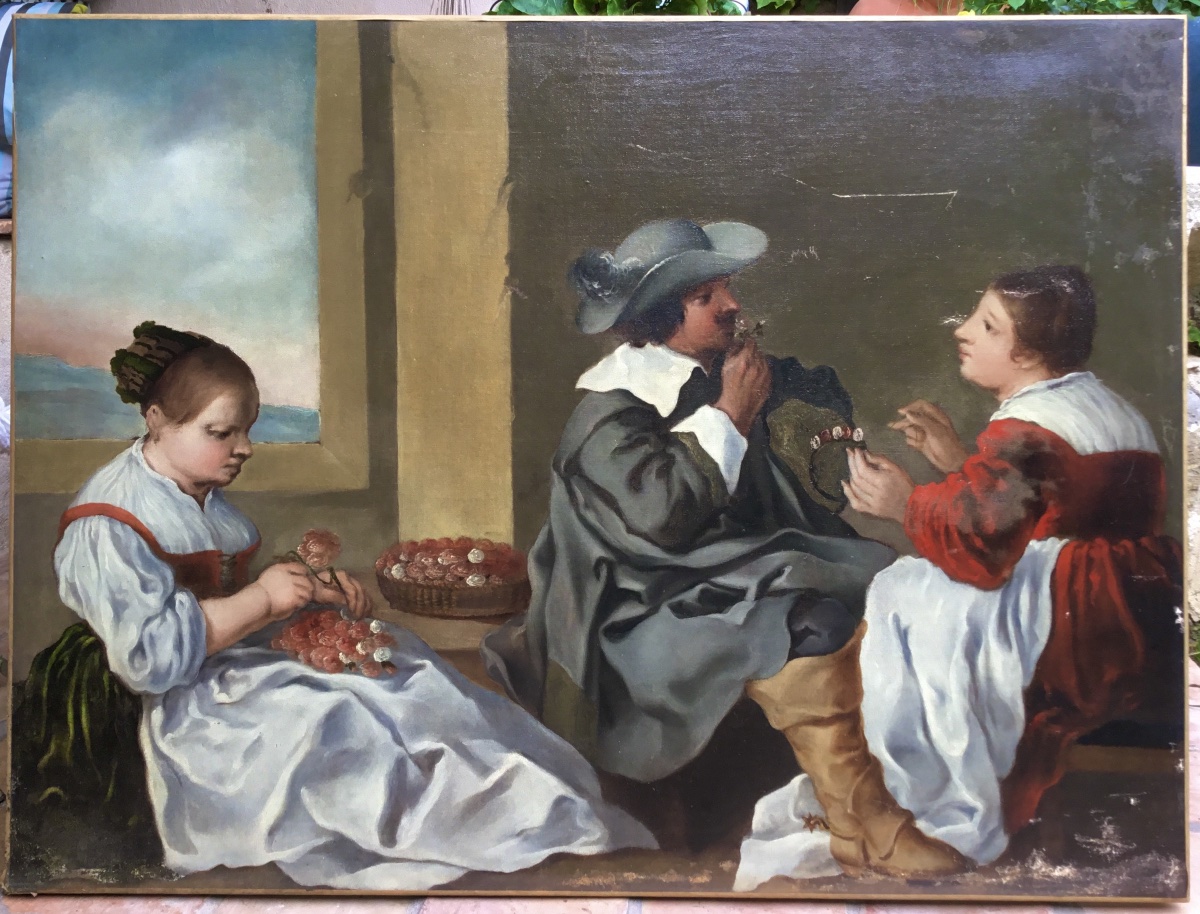 École italienne du début du XIXe siècle. Dans le goût de Ceruti, huile sur toile.91x121