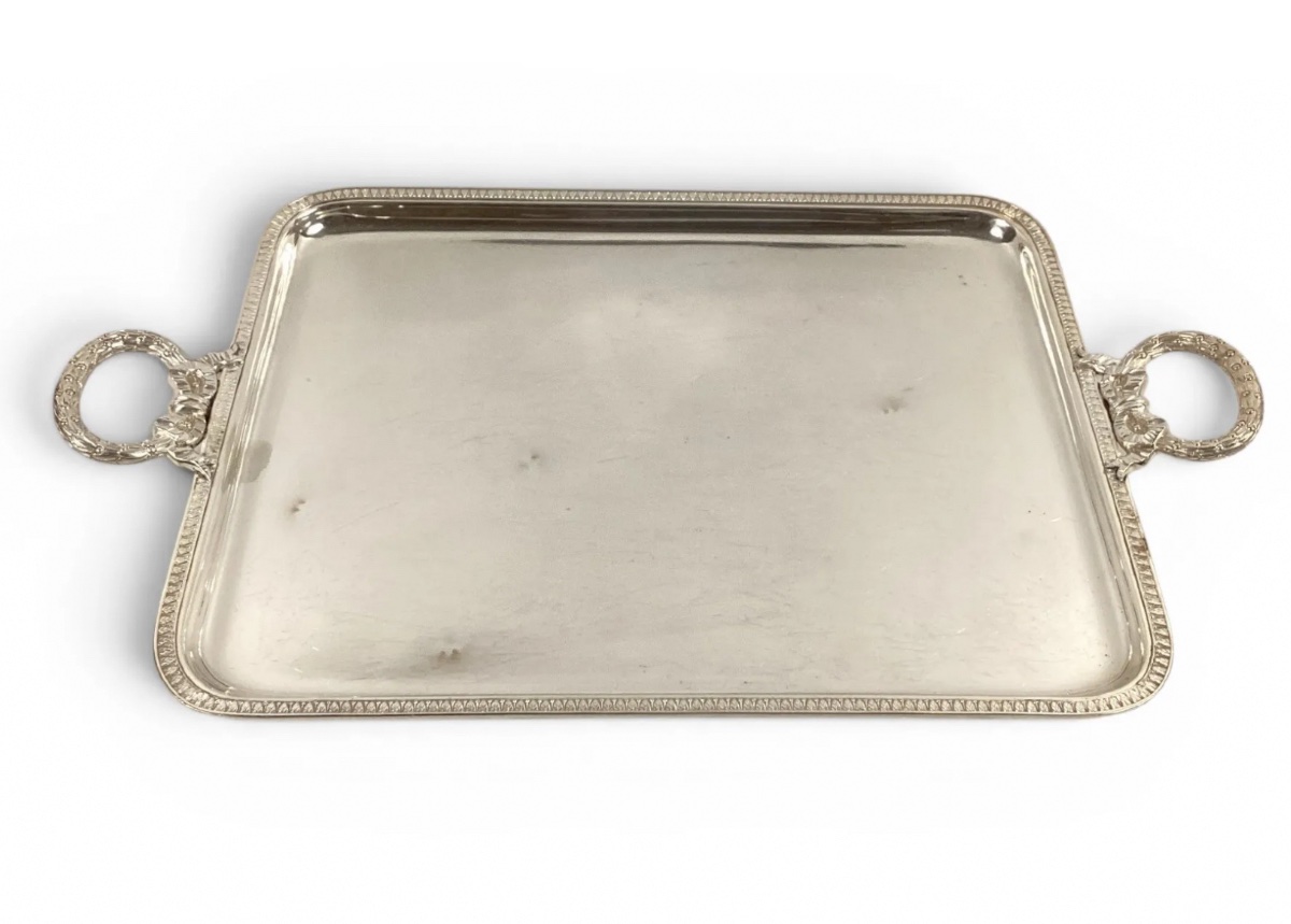Silver-plated Metal Serving Tray, Louis XVI Style
