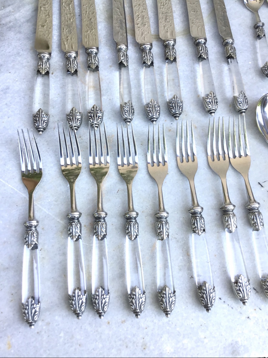 Silver-colored Metal And Plexiglass Kitchen Set -photo-2