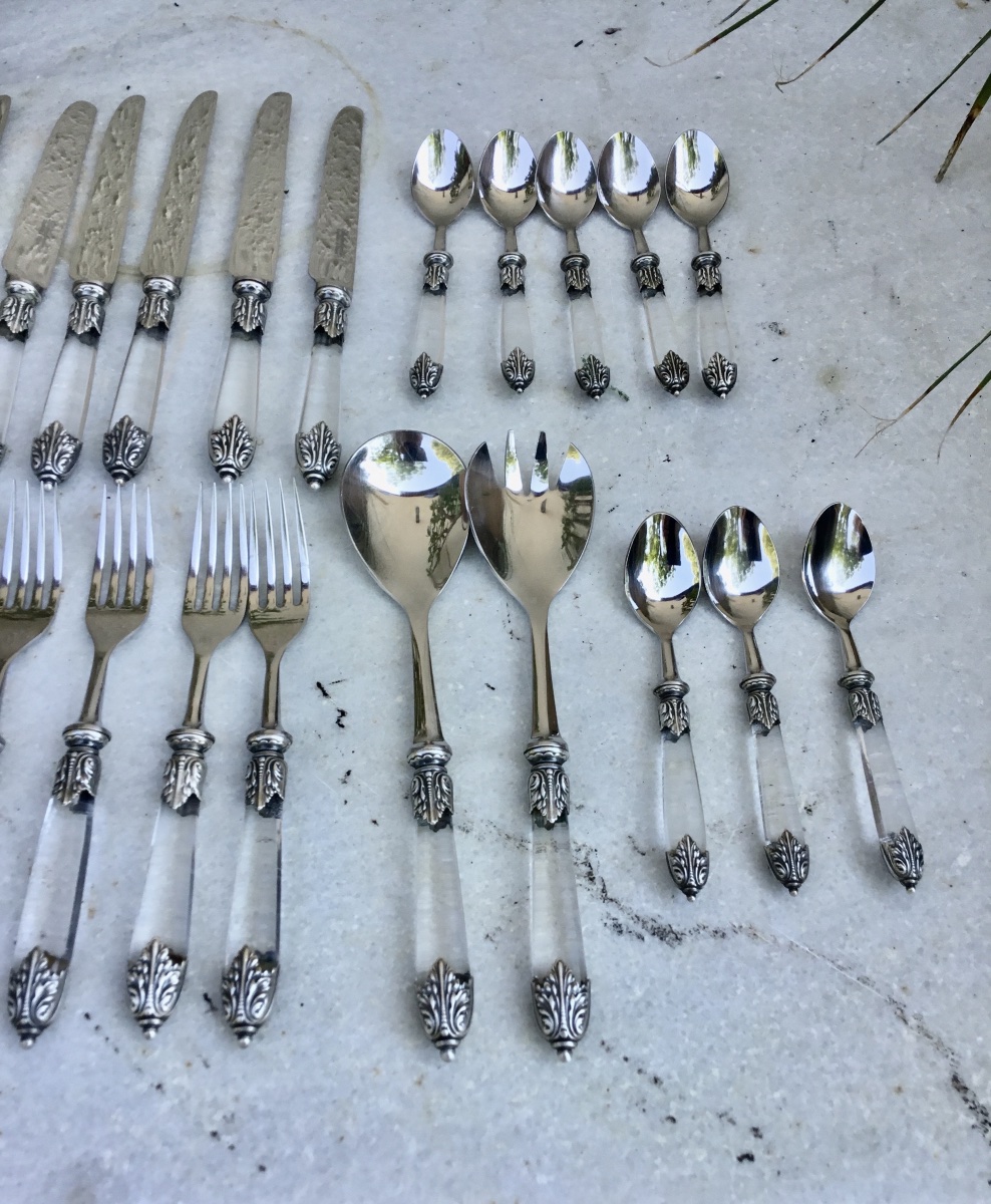 Silver-colored Metal And Plexiglass Kitchen Set -photo-3