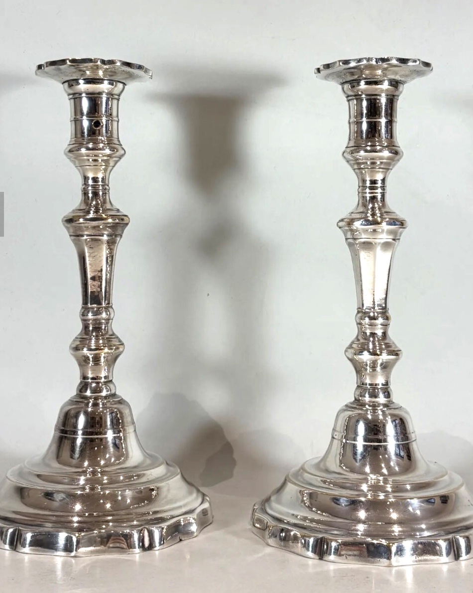 Pair Of Silver-plated Metal Candlesticks In The Louis XIV Style -photo-2