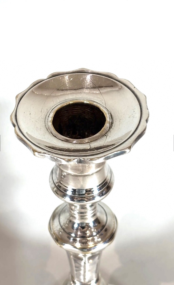 Pair Of Silver-plated Metal Candlesticks In The Louis XIV Style -photo-3