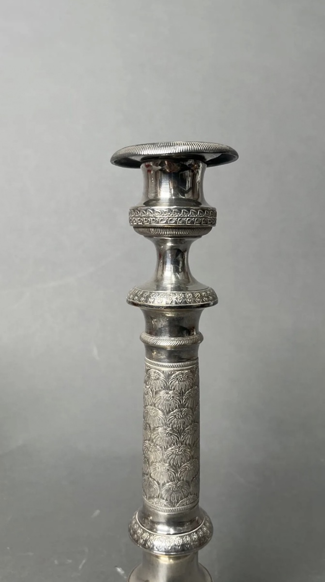 Pair Of Silver-plated Metal Candlesticks-photo-1