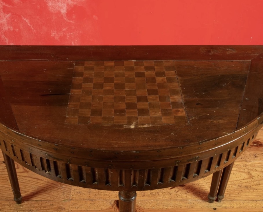 Table à jeux de forme demi-lune à plateau dépliant-photo-2