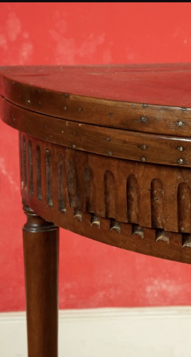 Table à jeux de forme demi-lune à plateau dépliant-photo-3