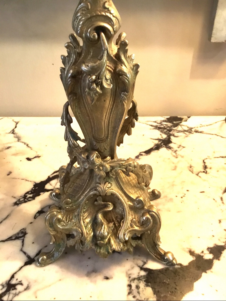 Pair Of Chiseled And Gilded Bronze Candelabra -photo-2