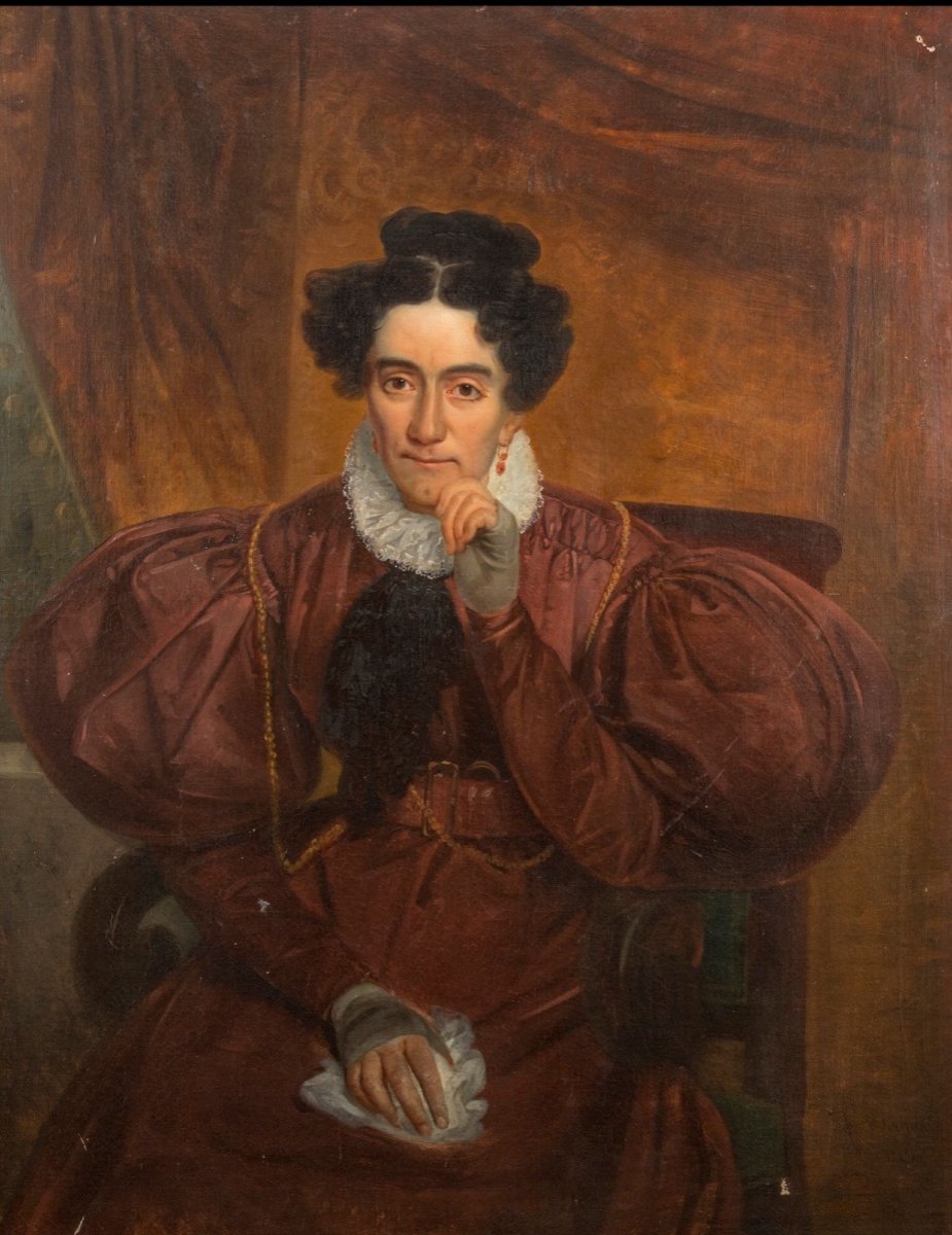 F.bertrand 1825 Portrait Of Woman With Lace Collar-photo-2