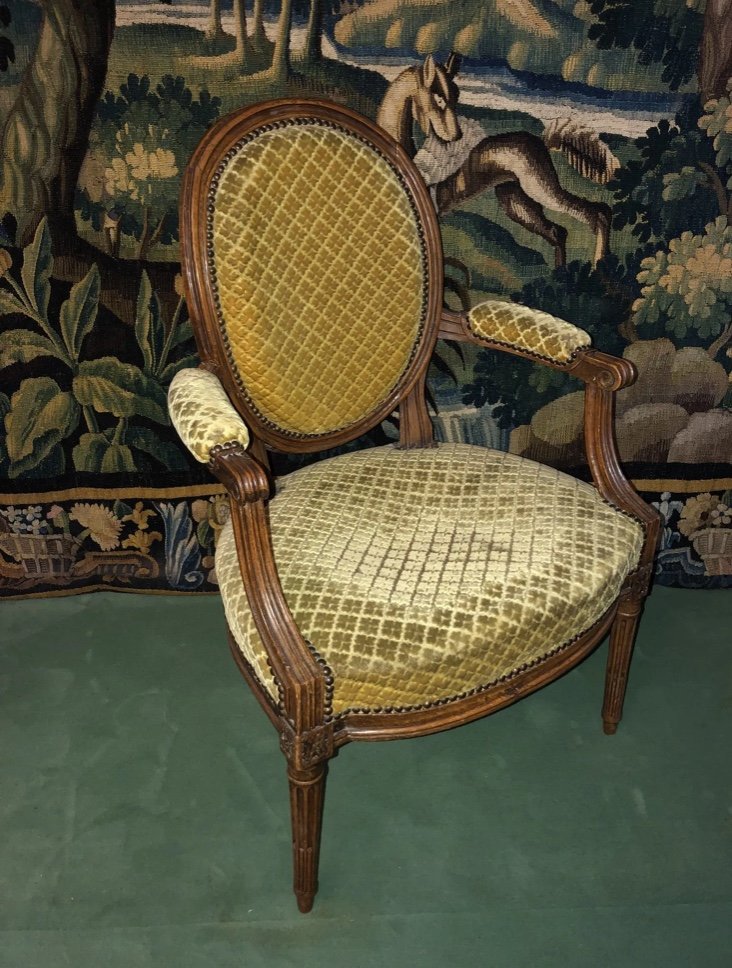 Fauteuil D’époque Louis XVI à Dossier Médaillon -photo-2