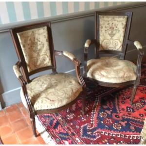 Pair Of Cabriolet Armchairs Louis XVI Style Nineteenth Century