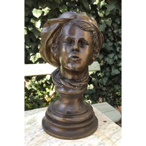 Important Bronze Bust Of Titi Parisien