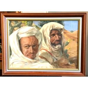 Beautiful Orientalist Canvas Signed G Lhoumeau And Dated 1947