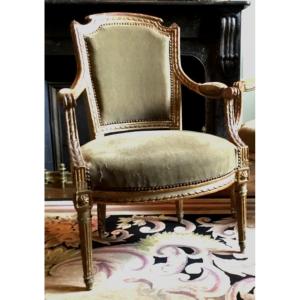 Louis XVI Armchair With Cabriolet Backrest 18th Century 