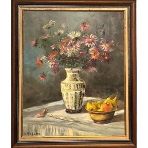 Christophe Rielland .huile sur toile au bouquet 