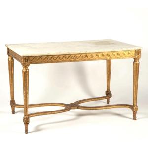 A Gilded, Carved Wooden Coffee Table In The Louis XVI Style
