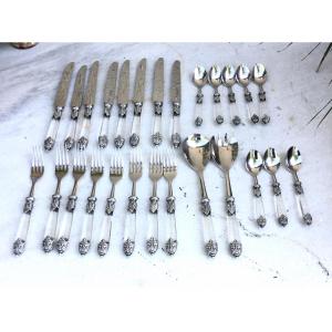 Silver-colored Metal And Plexiglass Kitchen Set