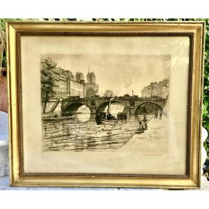 Caroline Armington.paire d’estampes encadrées .vues de paris