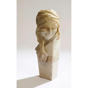 Giusto Viti .marbre sculpté et patiné signé