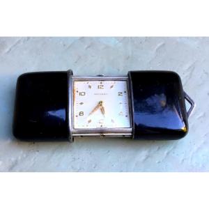 Movado Pocket Watch In Lacquer And Silver. Perfect Working Condition