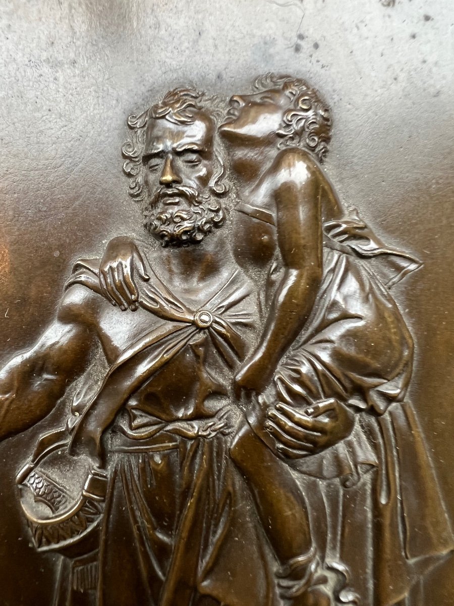 Bas Relief En Bronze Patiné Et Doré, Bélisaire, D’après François Gérard, époque Empire.-photo-2